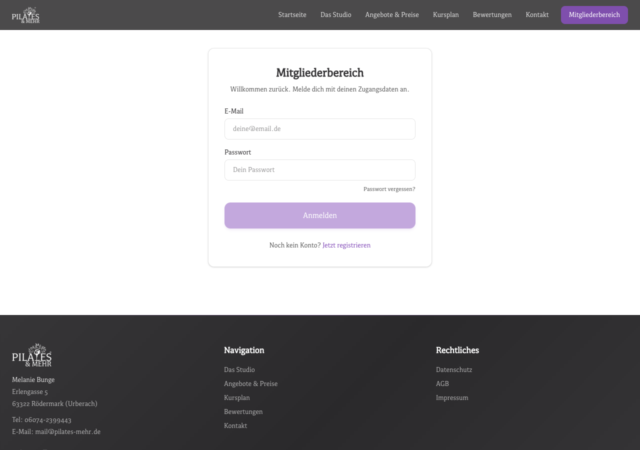 Login-Seite am Computer